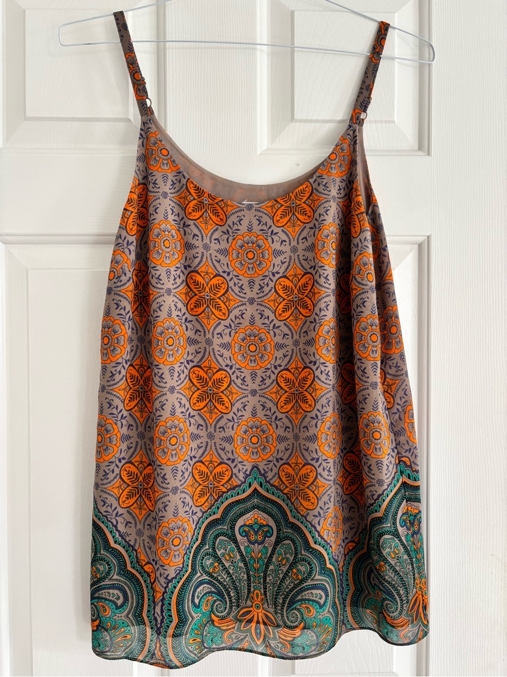 CAbi Orange & Teal Printed Spaghetti Strap Camisole